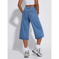 thumbnail image 4 of EMMIOL Women's High Waisted Baggy Denim Bermuda Shorts - Y2K Wide Leg Casual Trendy Streetwear Summer Shorts, 4 of 6