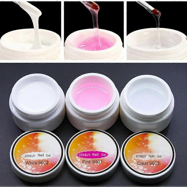 3 Color Nail Builder Gel LED UV Nail Gel Nail Extension Gel Acrylic Gel Nail Strengthen Hard Gel for Home Professional