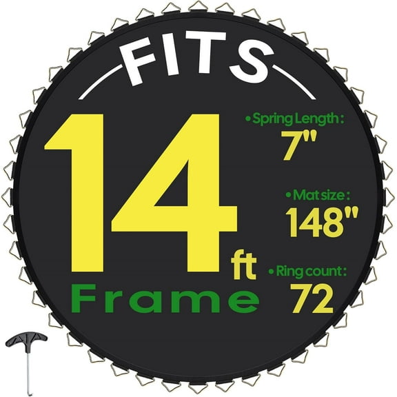 AW Replacement Trampoline Mat with 72/96 V-Ring, Fit 12-15FT Trampoline Frame, 8 Row Stitch, UV Resistant Trampoline Accessories Jumping Bed Outdoor