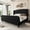 Black, variant on Memoryfield 51" Tall Queen Size Bed Frame with Tufted Wingback Headboard, Velvet Upholstered Platform Bed Frame, No Box Spring Needed, Easy Assemble, Beige