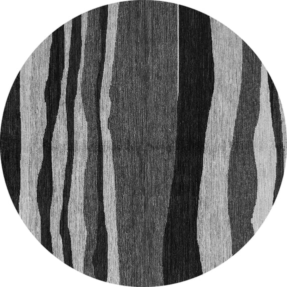 Ahgly Company Machine Washable Indoor Round Abstract Gray Modern Area Rugs, 5' Round