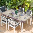 thumbnail image 2 of Purple Flowers Table Cloths for 6 Foot Rectangle Tables, Weeping Spring Floral Bicycle Retro Art Patio Waterproof Elastic Fitted Tablecloths, Washable Rectangular Table Cover for Camping, 2 of 8