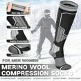 thumbnail image 2 of 2 Pairs Merino Wool Ski Socks, Men Women Compression Snowboard Winter Thermal Socks for Skiing, Snowboarding, Cold Weather, Winter (Blackgrey USA Size 9-12), 2 of 6