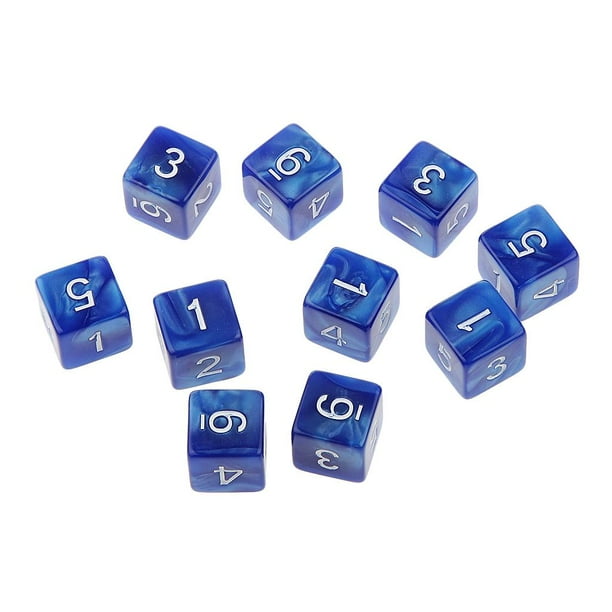 10 Piezas de Dados de Seis Caras D6 Azul Sunnimix