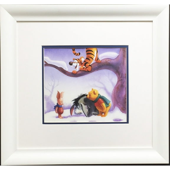 Disney Winnie the Pooh in Winter Litho CUSTOM FRAMED