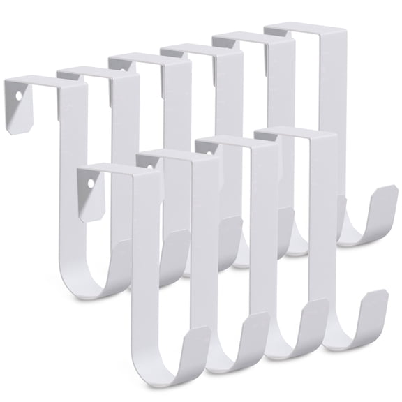 9 Pack White Over The Door Hooks with Soft Rubber Padding, Heavy Duty Stainless Steel Door Hangers for Towels, Clothes, Coats & Robes, No Scratch Hooks for Bathroom, Bedroom, Closet & Dorm