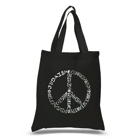 LA Pop Art Small Word Art Tote Bag - Different Faiths peace sign