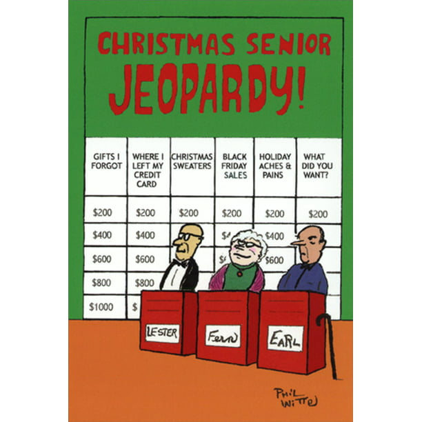 moeilijk heilige oogopslag Nobleworks Christmas Senior Jeopardy Philip Witte Box of 12 Humorous /  Funny Christmas Cards - Walmart.com