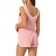 thumbnail image 3 of INSPIRAR CHIC Conjuntos de Pijamas de Mujer de Canalé, Top Corto Sin Mangas y Pantalones Cortos, Conjuntos de Ropa de Lounge de 2 Piezas, L Rosa, 3 of 6