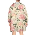 thumbnail image 2 of Wearable Oversized Blanket,Pioneer Flower Floral Print Pattern Wearable Blanket Hoodie for Adults,Cozy Hooded Blankets with Super Pockets,Super Warm Fuzzy Pullover for Women & Men, 2 of 6