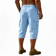 thumbnail image 3 of Cargo Shorts Men Under Knee Length Stretch Waist Loose Fit Linen Shorts Lightweight Breathable Workout Shorts for Beach, 3 of 3