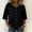 *Black, variant on ClodeEU Women's Crew Neck 3/4 Sleeve Button Down Blouse,Casual Loose-Fit Linen Blend Shirt Beige,Women's Plus L