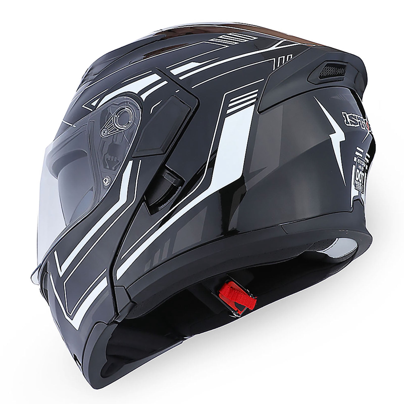 1Storm Motorcycle Street Bike Modular Flip up Dual Visor Full Face Helmet HB89 Arrow White