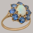 thumbnail image 3 of LBG British Made 18k Rose Gold Natural Opal & Sapphire Womens Cluster Ring - 33 size options - Size 11.25, 3 of 6