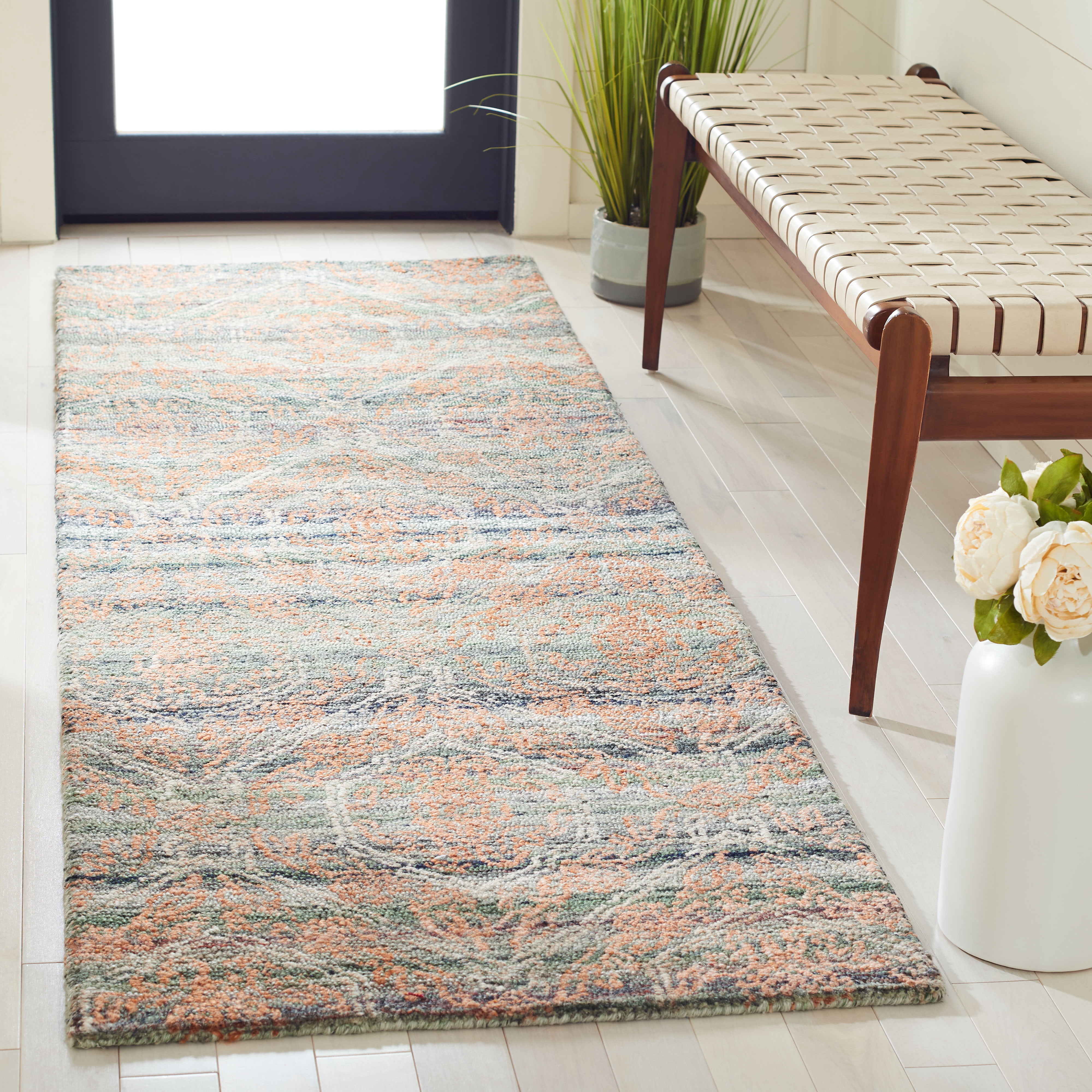 SAFAVIEH Marquee Esmond Geometric Runner Rug, Grey/Rust, 2'6" x 8'