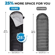 KingCamp Sleeping Bag for Adults - Warm & Cool Weather Compact Sleeping Bags, Camping, Backpacking, Traveling, Hiking Must Haves (Black) 3.09 lbs