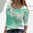 thumbnail image 2 of Longues T-shirts à Manches Col Rond pour Femmes Hauts Tunique Imprimée Florale Tendance Hauts Décontractés Amples Confortables Chandails en Molleton Blouses, 2 of 5