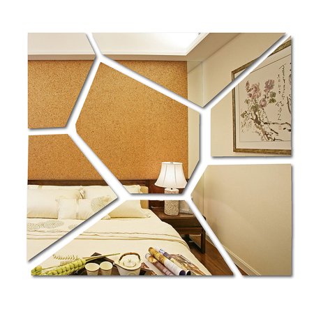 Mirrors For Living Room 7pcs 3D Self Adhesive Wall Art Removable Modern Mirror Tile Acrylic Mirror Sheets Wall Stickers Decal Art Mural For Home Living Room Bedroom Decoration ()