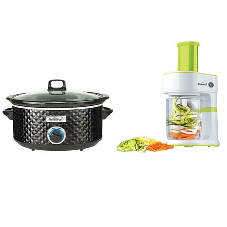 Brentwood Appliances FP-560G 5-Cup Electric Vegetable Spiralizer & Slicer and SC-157BK 7-Quart Slow Cooker (Black) (Best Vegetables For Slow Cooker)