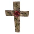 thumbnail image 5 of Rustic Western Rose of Sharon Red Rose Stalk With Green Petals Wall Cross Decor, 5 of 9