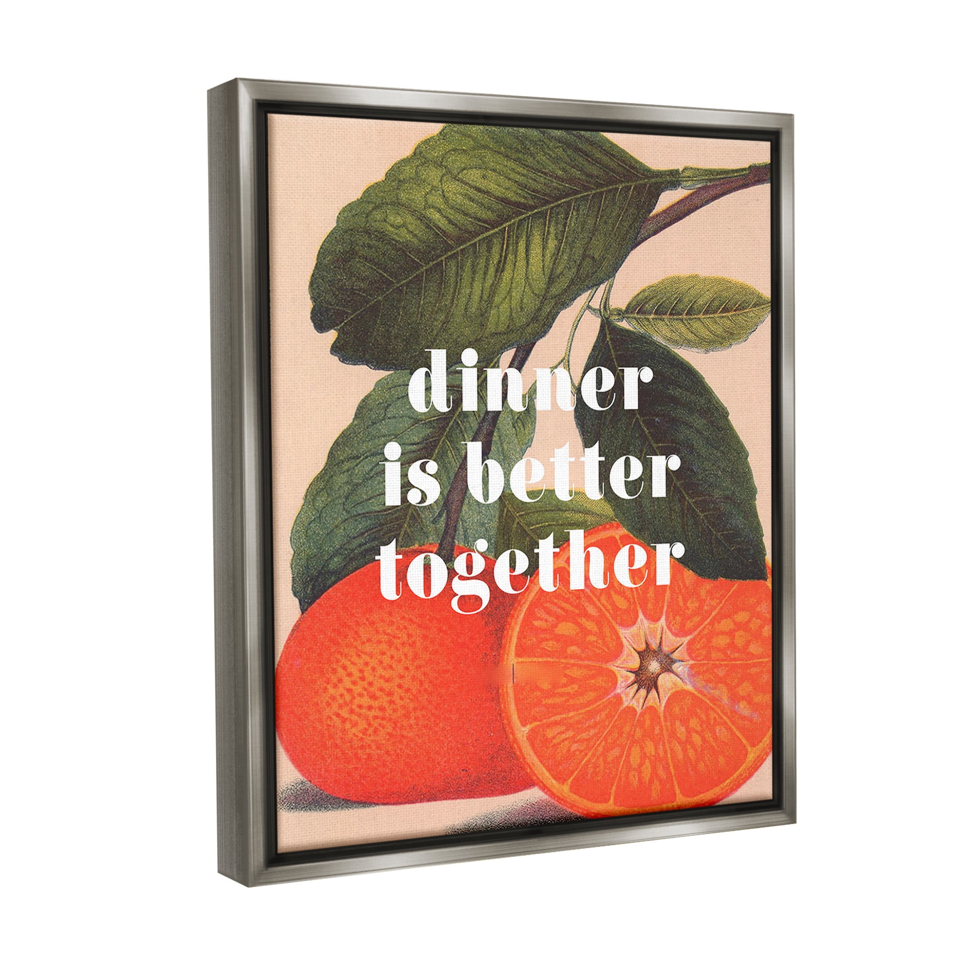 Stupell Industries Dinner Better Together Food & Beverage Painting Gray Floater Framed Canvas Art Print Wall Art, 17 x 21