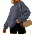 thumbnail image 2 of Xyxonk Womens Crew Neck Oversized Sweatshirts Lightweight Drop Shoulder Pullover Tunics Fall Winter Long Sleeve Sweatshirt with Pocket Solid Color Outfit,Dark Gray XL, 2 of 6