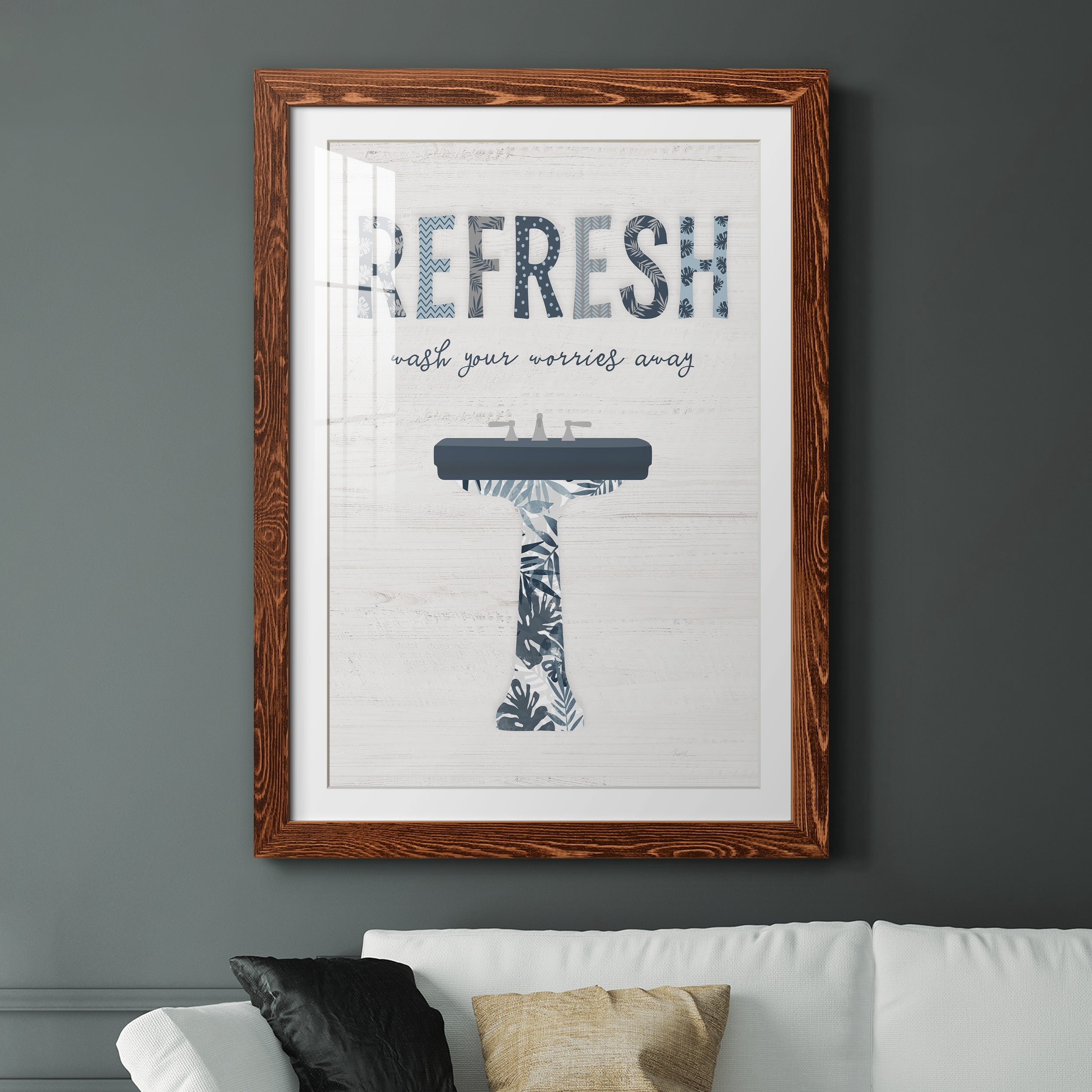 Palm Bath II - Premium Framed Print - Distressed Barnwood Frame - Ready to Hang