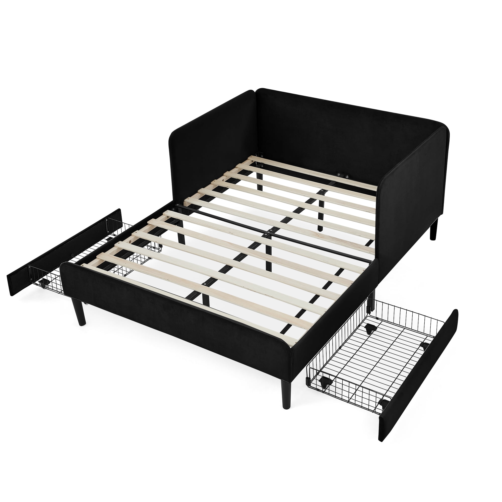 Gewnee Full Size Upholstered Velvet Daybed with 2 Storage DrawersSpace-Saving Sofa Bed for Guest Room or Apartment