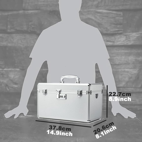 Lockable Medicine Storage Box with Combination Code, Secure Lockbox for Home & Outdoor Use (Silver, X-Large)