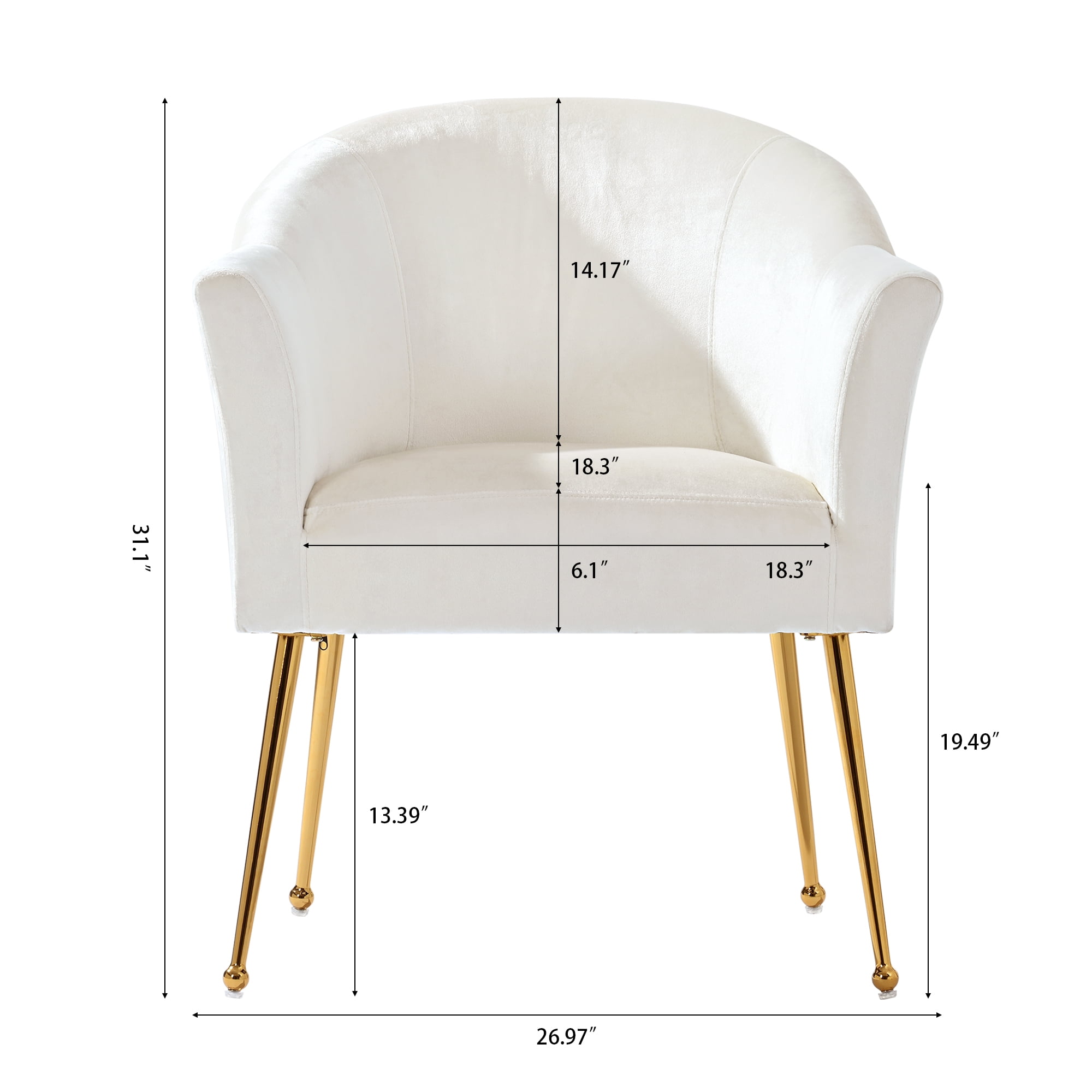 YYAo Velvet Accent Chair, Upholstered Comfy Armchair with Metal Legs for Bedroom, Living Room, White YYAo Velvet Accent Chair, Upholstered Comfy Armchair with Metal Legs for Bedroom, Living Room, White