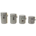 thumbnail image 1 of 4 Piece Ceramic Canister Set With Wooden Spoons, Grey, 1 of 6