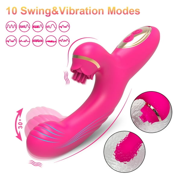 XBONP Rabbit Vibrator for Women, Sex Toys with 10 Vibrations & Tongue Licking, 3 In 1 Waterproof Adult Toy for Couples