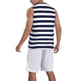 thumbnail image 5 of Rocae Navy Blue And White Stripes for Men's Basketball Jersey Lightweight and Breathable Athletic Tank Top,Quick-Drying Sports Jersey X-Large, 5 of 9
