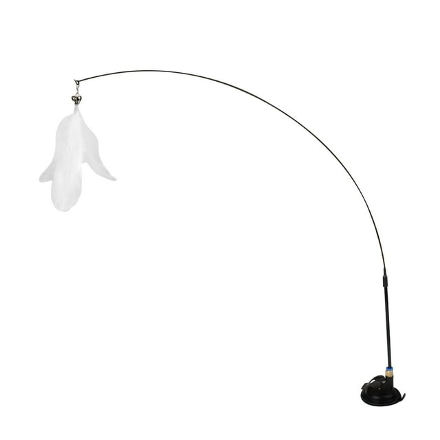 Juguete interactivo para gatos de interior, juguetes con plumas para gatos, juguetes desmontables para gatos con ventosa para saltar y saltar al aire blanco