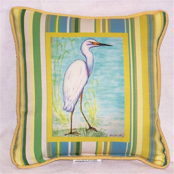 Betsy Drake  Egret Small Outdoor-Indoor Pillow 12''x12''