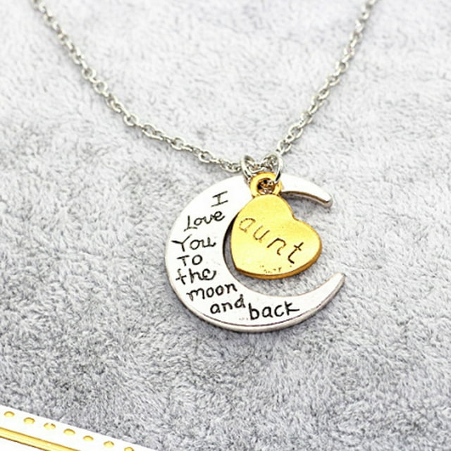 I You To The Moon And Back Engraved Celestial Pendant Necklace For Sentimental