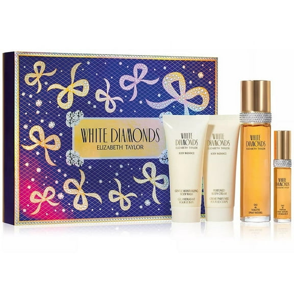 White Diamonds Elizabeth Taylor 4 Pieces Set 3.3 oz Edt Spray & 0.5 oz Edp Spray & 3.3 oz BL & 3.3 oz SG Women