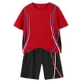 thumbnail image 1 of BOBOGOJP Quick Dry Athletic Short-Sleeve T- Shirt Active Mesh Shorts Set (15-16 Years, Red), 1 of 6