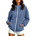 thumbnail image 2 of Mifsaly Womens Zip Up Hoodies Women Oversized Hooded Sweatshirt Casual Loose Fit Long Sleeve Athletic Jacket with Pockets for Everyday Activewear Lounge Blue,XXL, 2 of 9