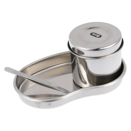 

NUOLUX Stainless Steel Sterilizing Jar Tweezers Metal Durable Practical Simple Sterilizer Storage Holder Tweezers Tray Set (8cm Small Size)