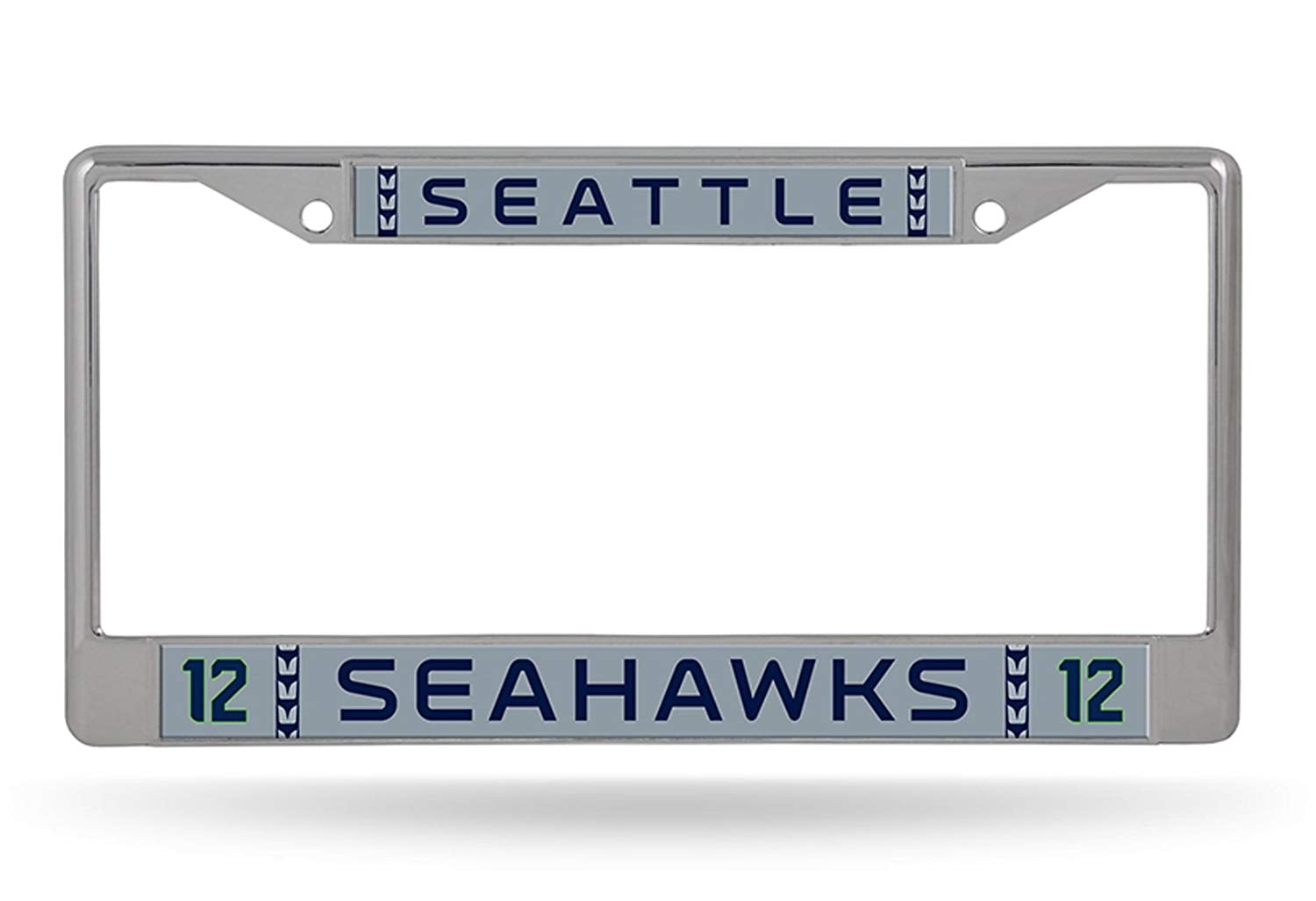 2 Rico Seattle Seahawks Chrome Metal License Plate Frame Set 