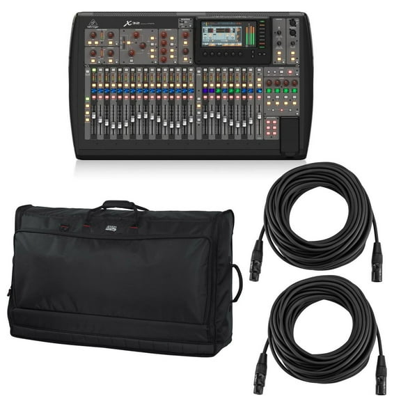 Behringer X32 32-Channel 16-Bus Total Recall Digital Mixing Console V4.0 Bundle with Padded Nylon Carry Bag, 2x Pro 50' XLR M to XLR F Cable
