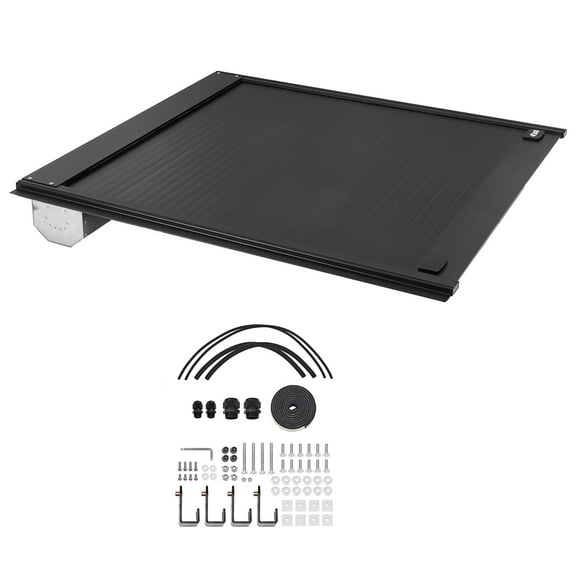 KFFKFF Retractable Truck Bed Cover, 5.5 ft Hard Cover with Integrated Drainage System for 2022-2024 Toyota Tundra Crew Cab with Deck Rail System, Secure Double-Lock Design and T-Slot Compatibility