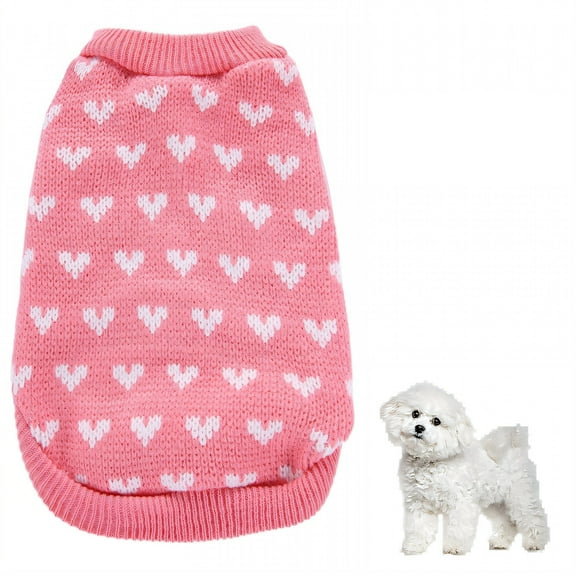 TELOLY 1Pcs Dog Sweater,Polyester Girl Dog Clothes,Puppy Sweater,Pink,Xs