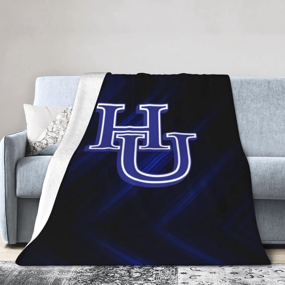 Hampton University Logo Fleece Blanket, Very Soft Microfiber Flannel Blanket for Couch Warm and Cozy for All Seasons