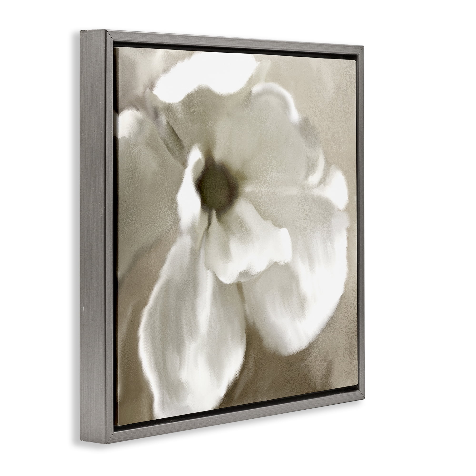 Stupell Industries Blooming Magnolia Petals Plants & Flowers Painting Gray Floater Framed Canvas Art Print Wall Art, 25 x 25