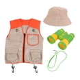 thumbnail image 1 of Explorer Disfraz para niños, equipo de campamento, binoculares de sombrero de chaleco, juguete educativo para acampar en el patio trasero juguete para Chaleco naranja, 1 of 8