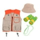thumbnail image 1 of Explorer Disfraz de disfraces para niños, exploración al aire libre Binoculares de sombreros Juega de rol de vestir para acampar juguete para niños Chaleco naranja, 1 of 10