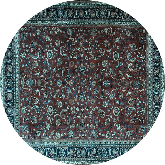 Ahgly Company Indoor Round Persian Light Blue Traditional Area Rugs, 4' Round