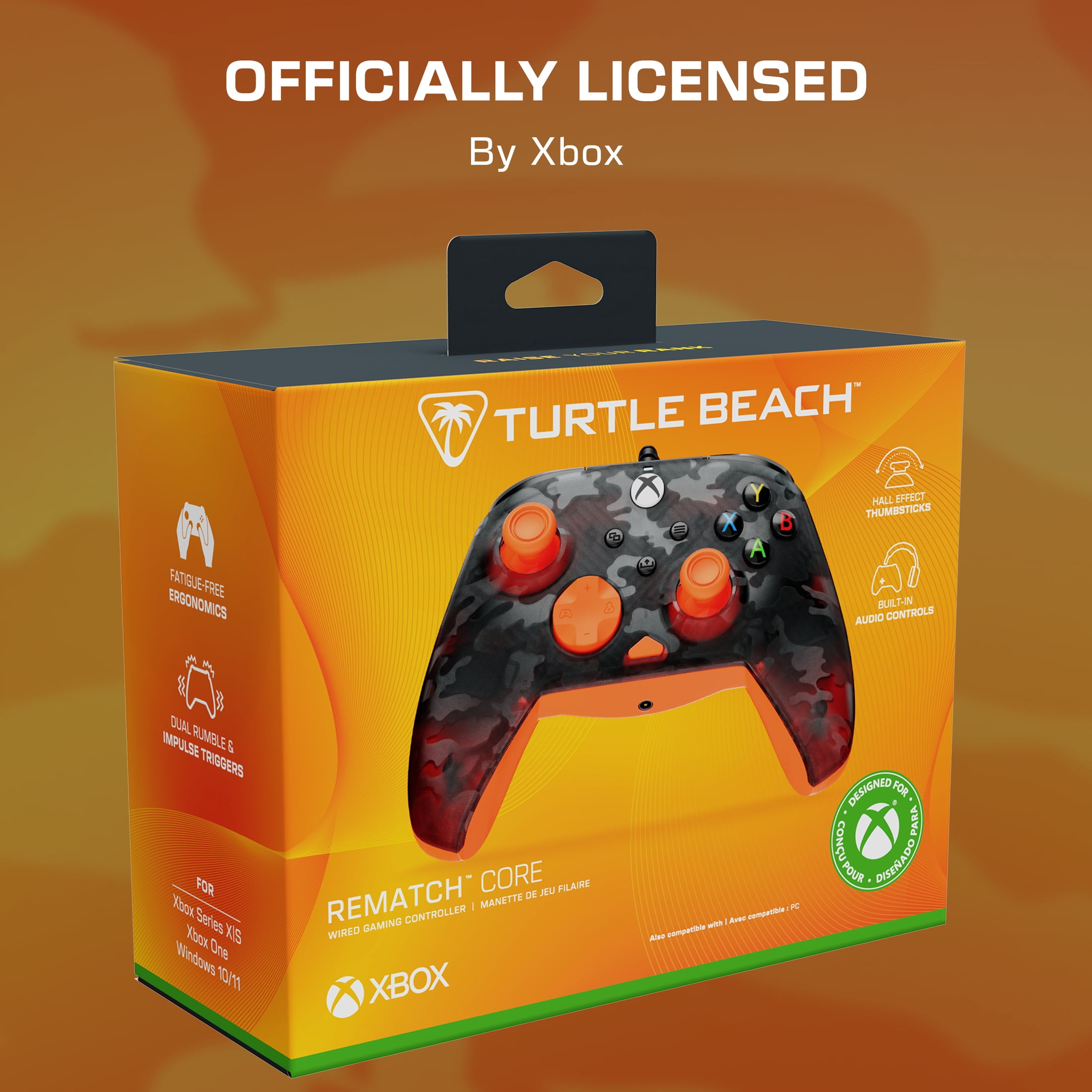 Turtle Beach Rematch Core Wired Gaming Controller (Ghost Black Camo/Orange) for XBOX Series X|S, XBOX One, & Windows 10/11 PC